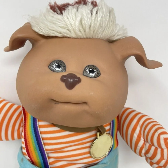 Vintage Coleco Cabbage Patch Koosas Dog Blue Rainbow Overalls W/ Collar 80’s - Picture 2 of 9